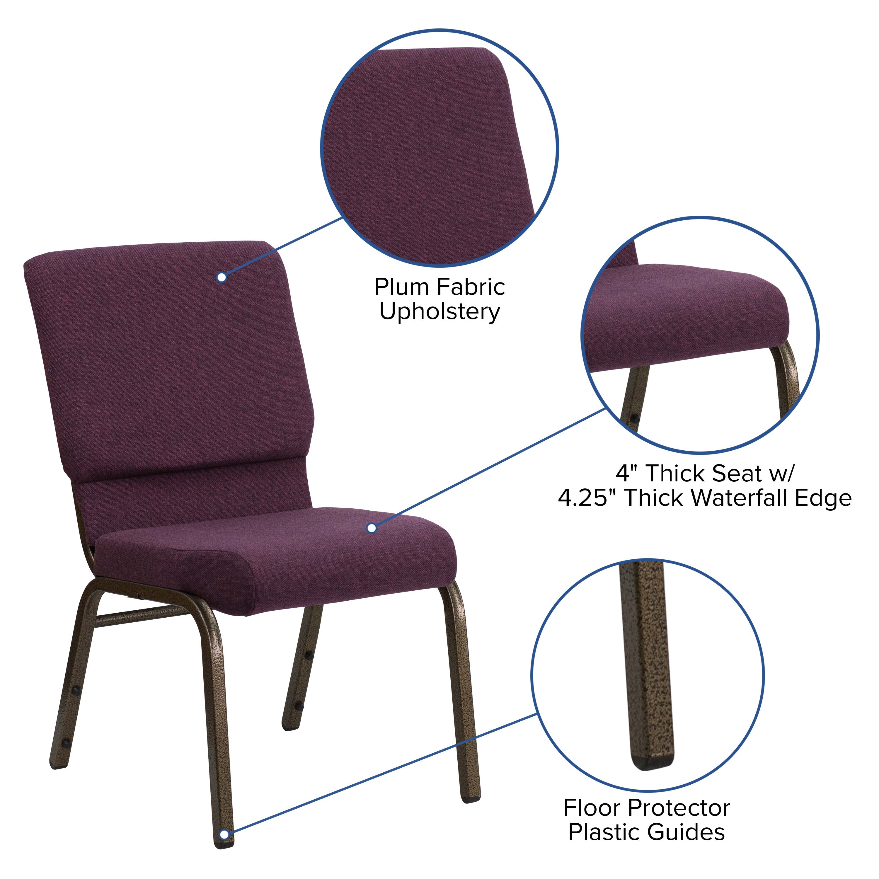 Hercules Series 185 Stackable Church Chair 18.5 Inch Wide
