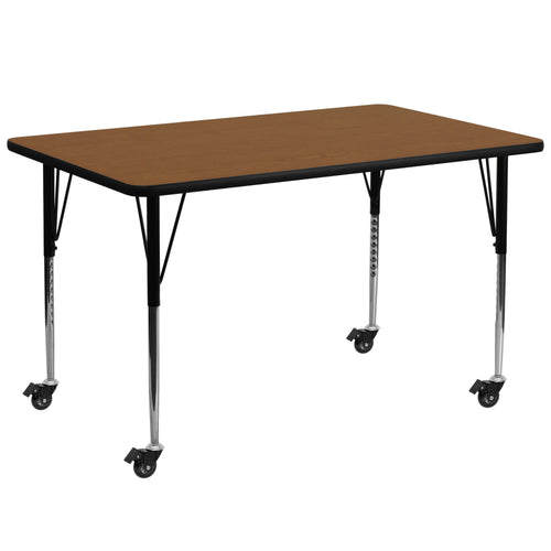 Flash Furniture 30x72in Rectangular Activity Table, Adjustable Legs and Casters