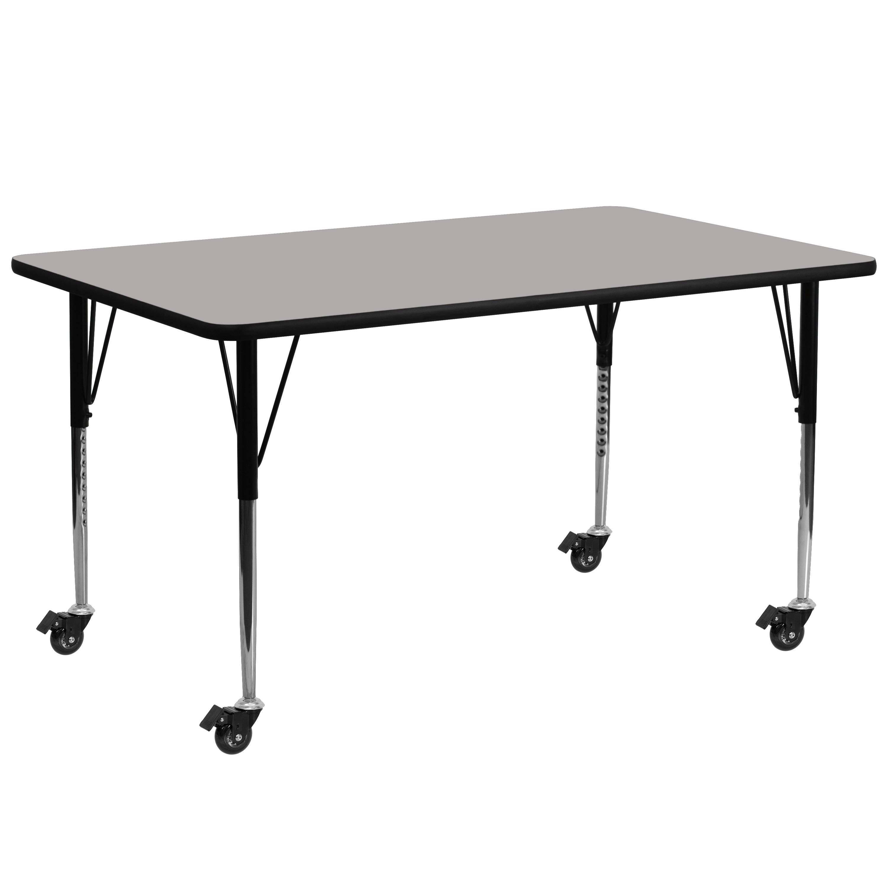 Flash Furniture 30x72in Rectangular Activity Table, Adjustable Legs and Casters