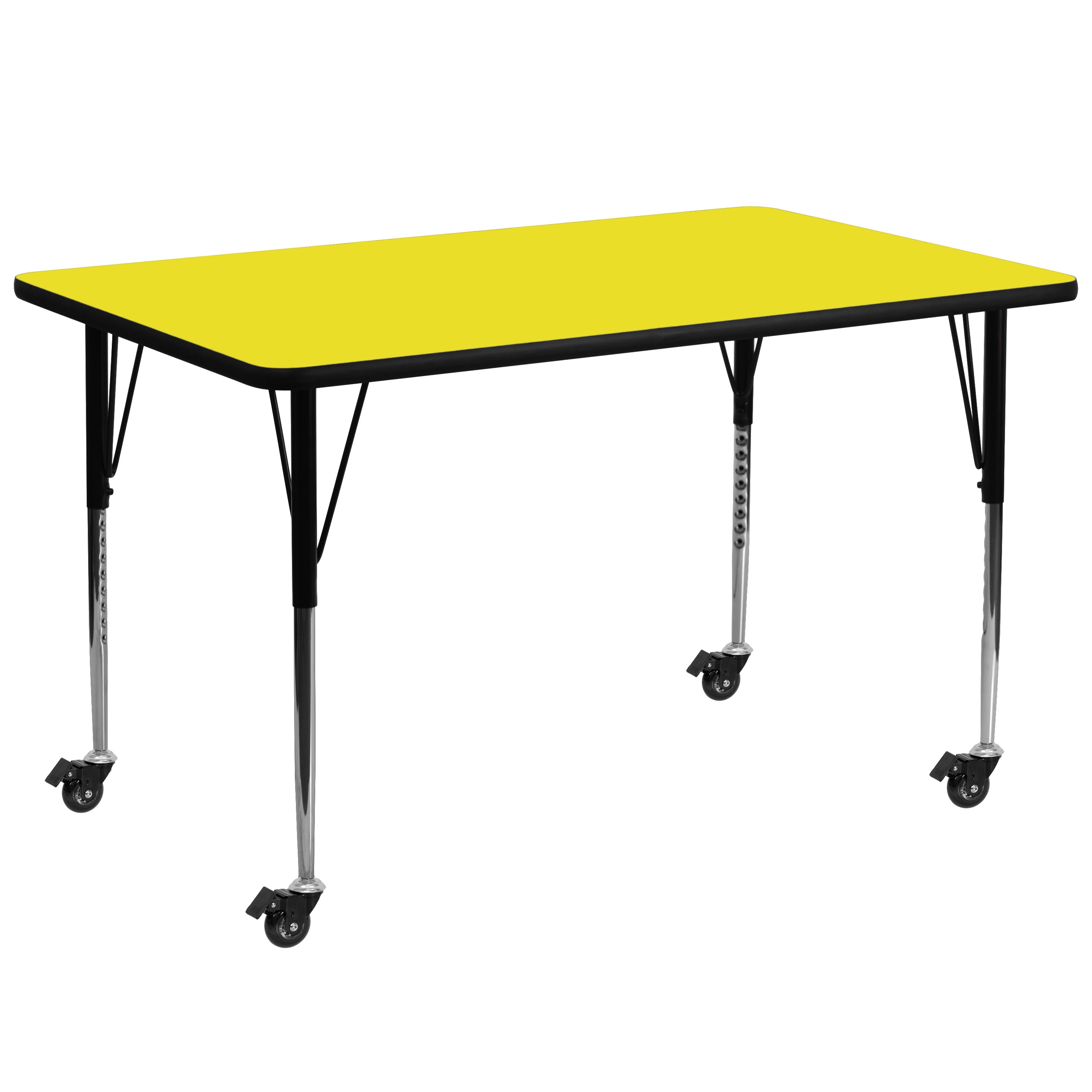 Flash Furniture 30x72in Rectangular Activity Table, Adjustable Legs and Casters
