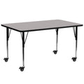 Flash Furniture 30x72in Rectangular Activity Table, Adjustable Legs and Casters